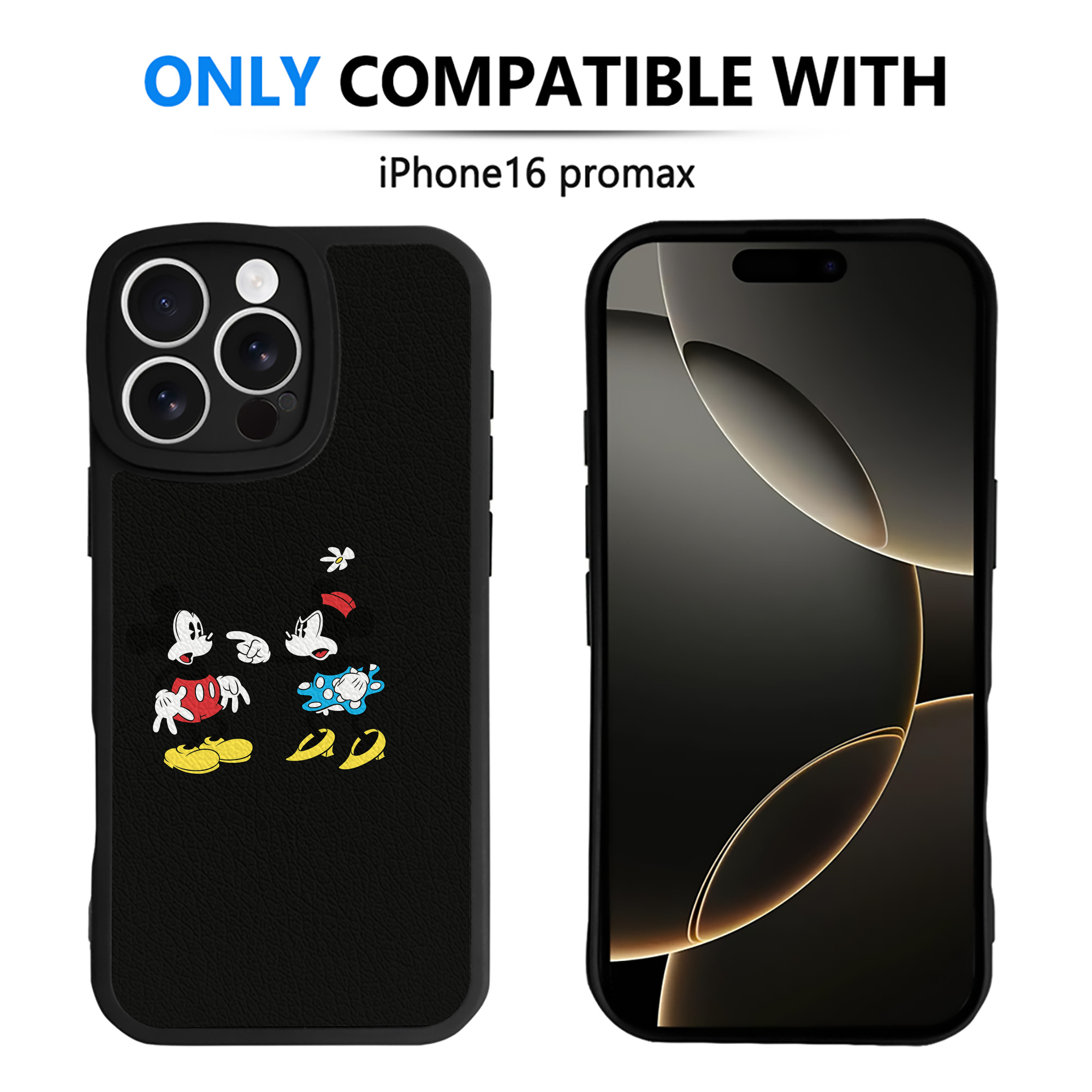 （画像用） ミッキーマウス Mickey Mouse 【iPhone 16シリーズ対応】シリコンスマホケース（レザー調） 材質：シリコン